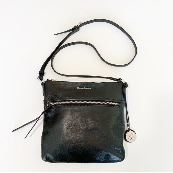 Tommy Bahama Handbags - Tommy Bahama Smooth Black Leather Crossbody Bag